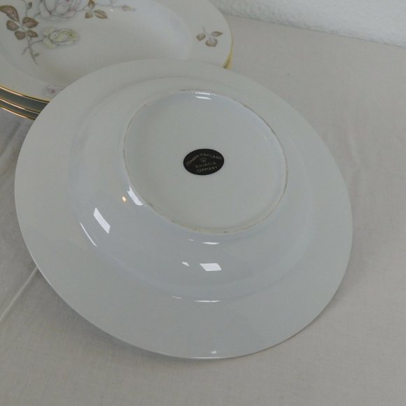 Johann Haviland Sweetheart Rose Rimmed Soup Bowls Bavaria Germany Set of 4 - Picture 10 of 11